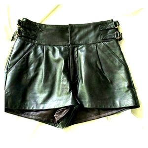 Top Shop High waisted leather shorts